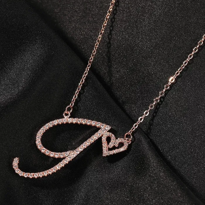 Get Signatured Necklaces Cursive Initial Heart Necklace