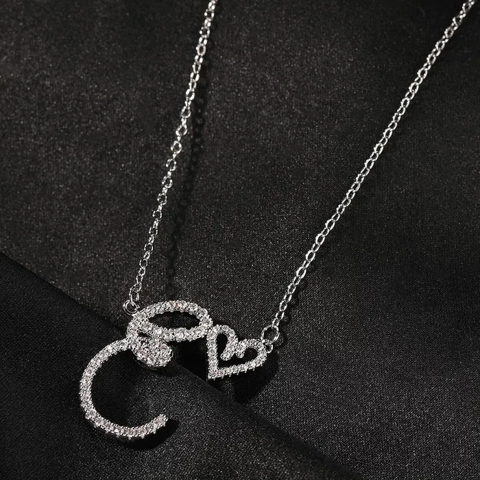Get Signatured Necklaces Cursive Initial Heart Necklace