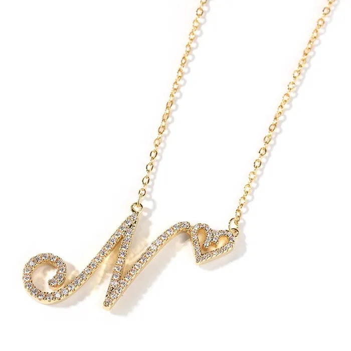 Get Signatured Necklaces Cursive Initial Heart Necklace