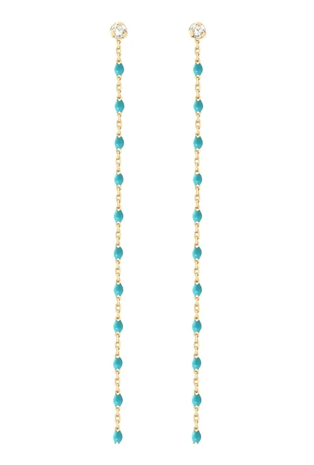 Gigi Clozeau Earrings Mini Gigi Party Turquoise Green diamond earrings Yellow Gold