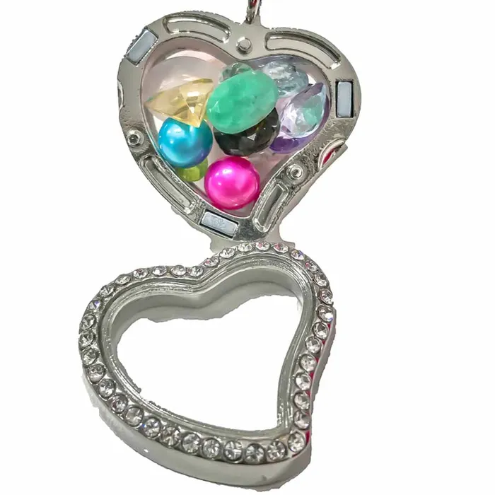 Glass Locket Pendant Magnetic Heart Rhinestones GLPM004 Necklaces Glass Locket Pendant Magnetic Heart Rhinestones GLPM004 Necklaces