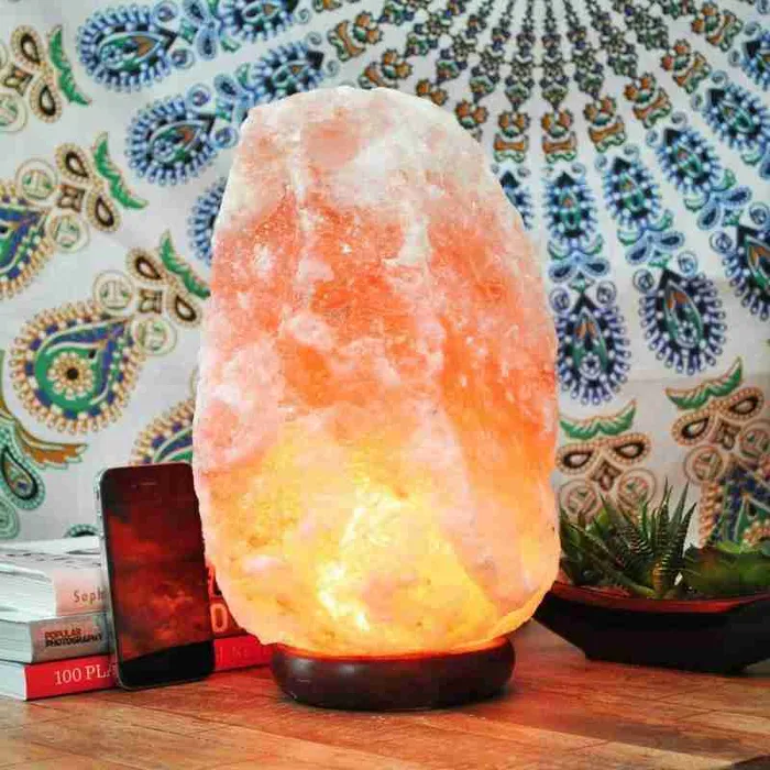 Himalayan Crystal Rock Salt Lamp with LED metamorphidi Necklaces
