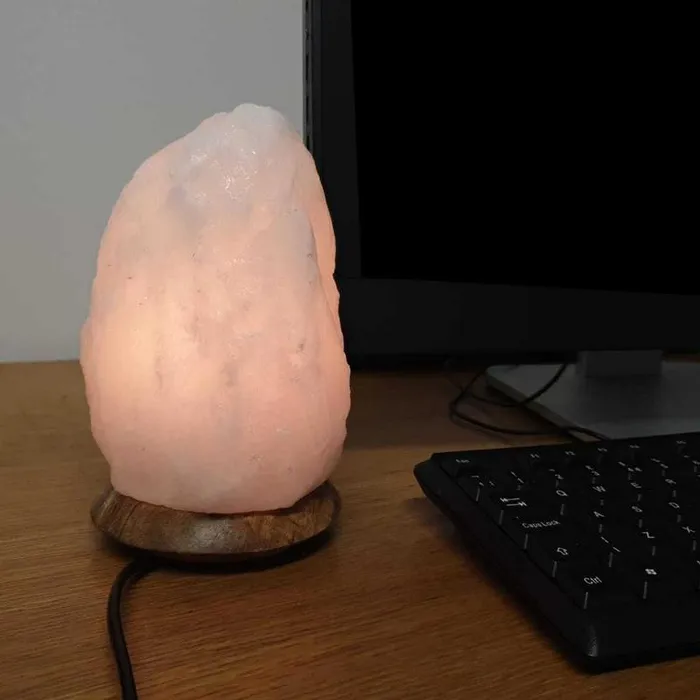 Himalayan Crystal Rock Salt Lamp with LED metamorphidi Necklaces