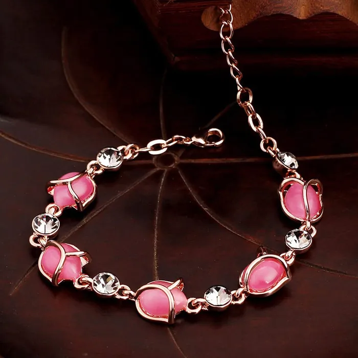 Kairangi Bracelets Kairangi Bracelet for Women and Girls Rose Gold Plated Rose Buds Opal Stone Chain Bracelet for Girls Birthday Gift for Girls and Women Anniversary Gift for Wife Kairangi Bracelets Kairangi Bracelet for Women and Girls Rose Gold Plated Rose Buds Opal Stone Chain Bracelet for Girls Birthday Gift for Girls and Women Anniversary Gift for Wife