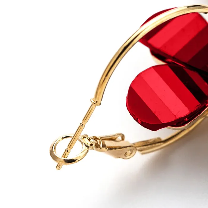 Kairangi Earrings Kairangi Earrings for Women and Girls Fashion Red Hoop and Dangler Earring Gold Plated Hoops Floral Shaped Western Earrings Birthday Gift for Girls and Women Anniversary Gift for Wife