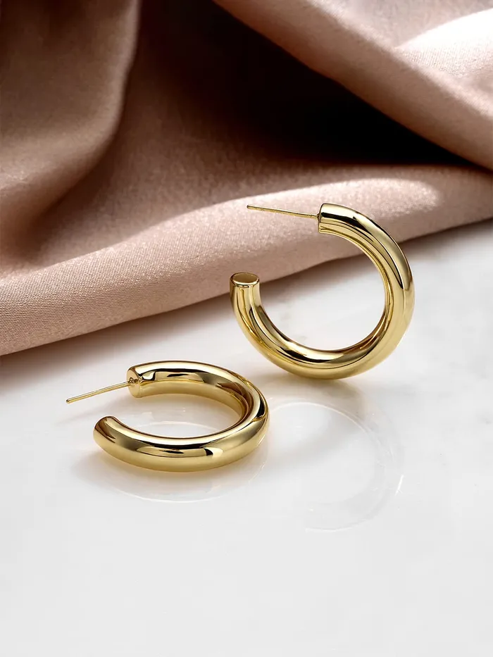 Kairangi Kairangi Hoop Earrings for Women Gold Plated Half Hoop Earring for Women and Girls Necklaces