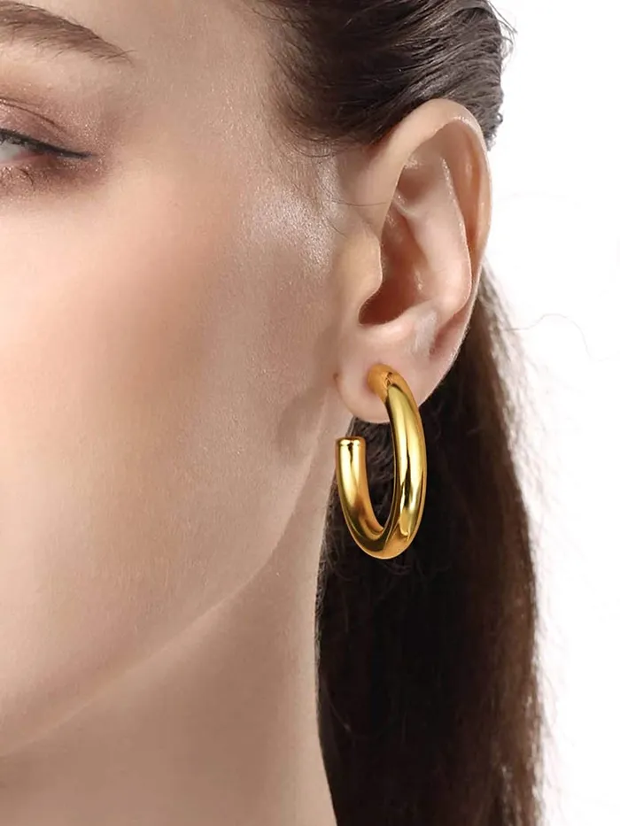 Kairangi Kairangi Hoop Earrings for Women Gold Plated Half Hoop Earring for Women and Girls Necklaces