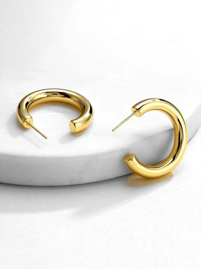 Kairangi Kairangi Hoop Earrings for Women Gold Plated Half Hoop Earring for Women and Girls Necklaces
