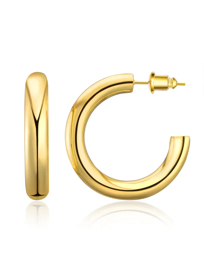 Kairangi Kairangi Hoop Earrings for Women Gold Plated Half Hoop Earring for Women and Girls Necklaces