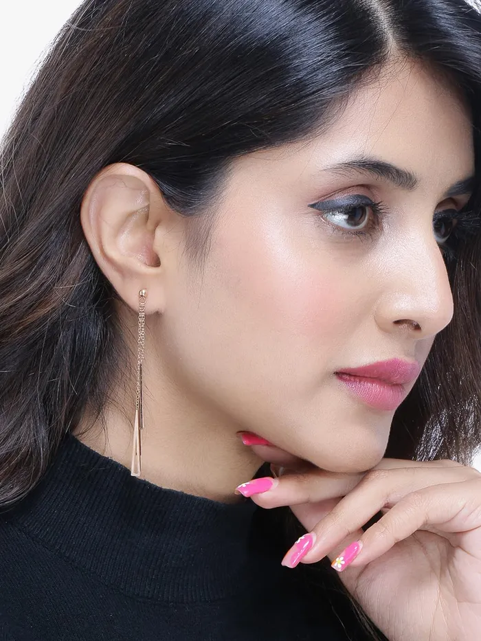 Kairangi Long Earrings for Women Western Rose Gold Plated Stainless Steel Geometric Long Chain Danglers Earrings For Women and Girls Kairangi Bracelets