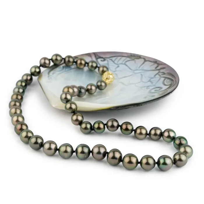 Kamoka Pearl Earrings Aubergine Orchid 85118mm Tahitian Pearl Strand