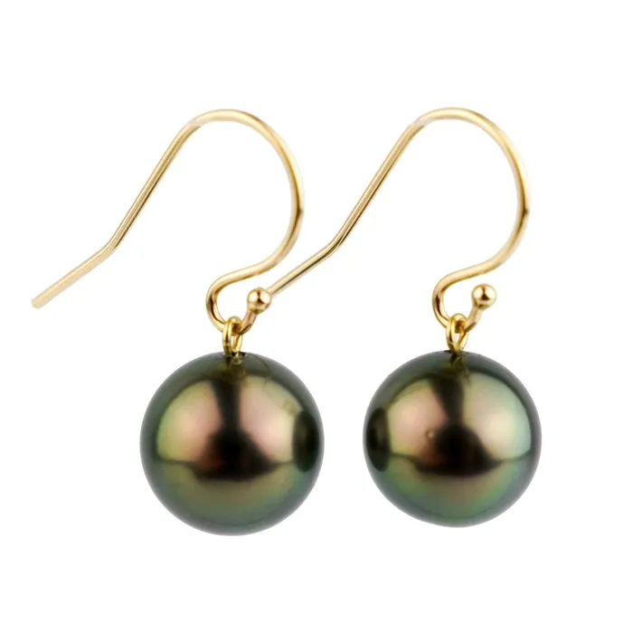 Kamoka Pearl Golden Aubergine Peacock Tahitian Pearl Dangle Earrings Earrings Kamoka Pearl Golden Aubergine Peacock Tahitian Pearl Dangle Earrings Earrings