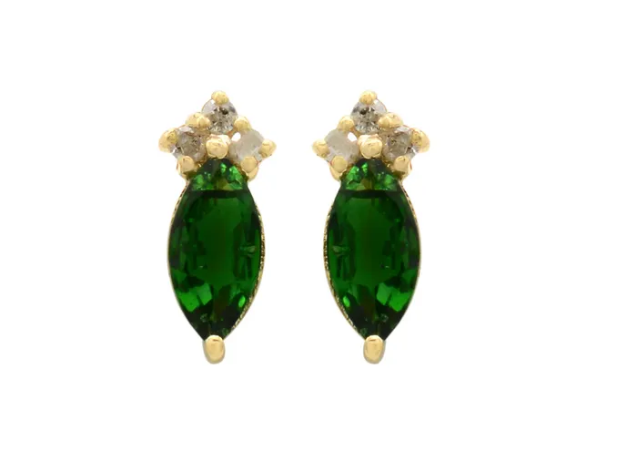 la muse Earrings GREEN CREST STUDS