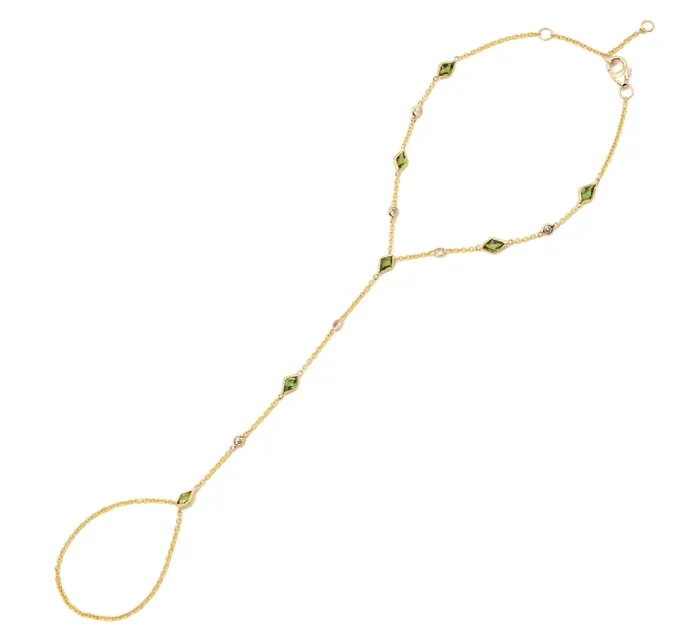 la muse Necklaces GREEN TOURMALINE HAND CHAIN
