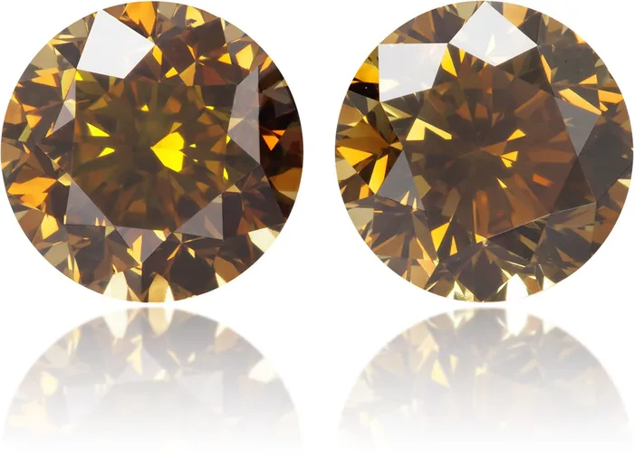 Langerman Diamonds Earrings Natural Orange Diamond Round 204 ct set