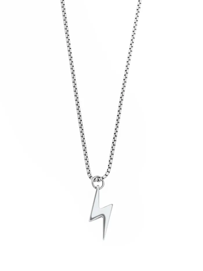 Lightning Bolt Pendant Necklace Stainless Steel Chain for Men 59cm Silver Yellow Chimes Bracelets Lightning Bolt Pendant Necklace Stainless Steel Chain for Men 59cm Silver Yellow Chimes Bracelets