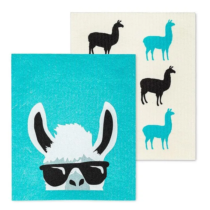 Llama with Shades Dishcloths Set2 Abbott Rings