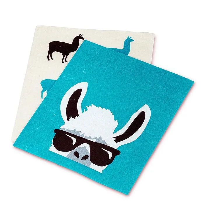 Llama with Shades Dishcloths Set2 Abbott Rings