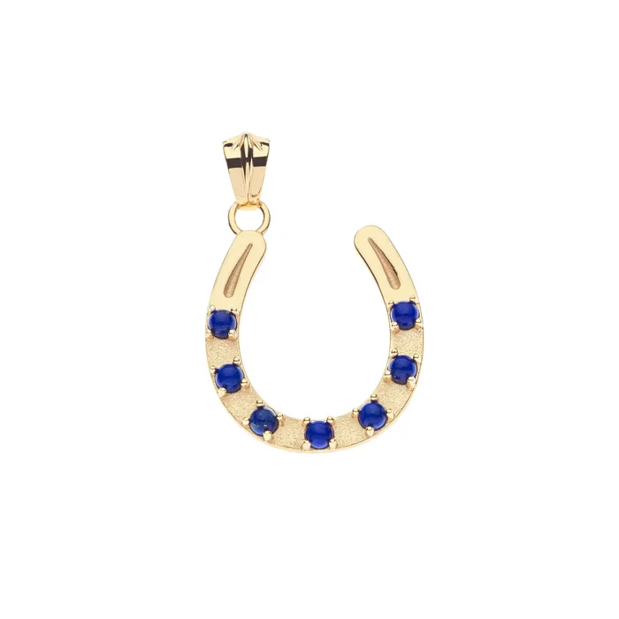 LUCKY Seven Stone Horseshoe Pendant in Lapis Jane Win Necklaces