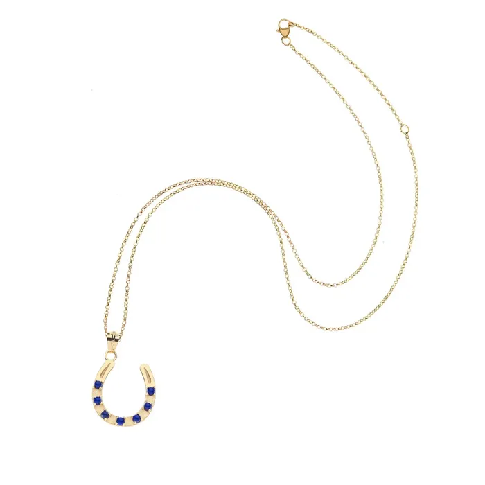 LUCKY Seven Stone Horseshoe Pendant in Lapis Jane Win Necklaces
