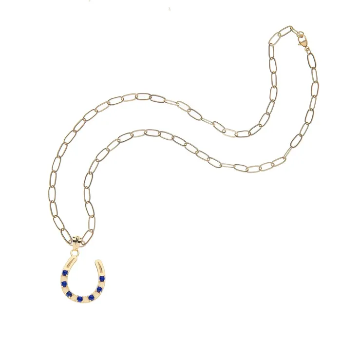LUCKY Seven Stone Horseshoe Pendant in Lapis Jane Win Necklaces