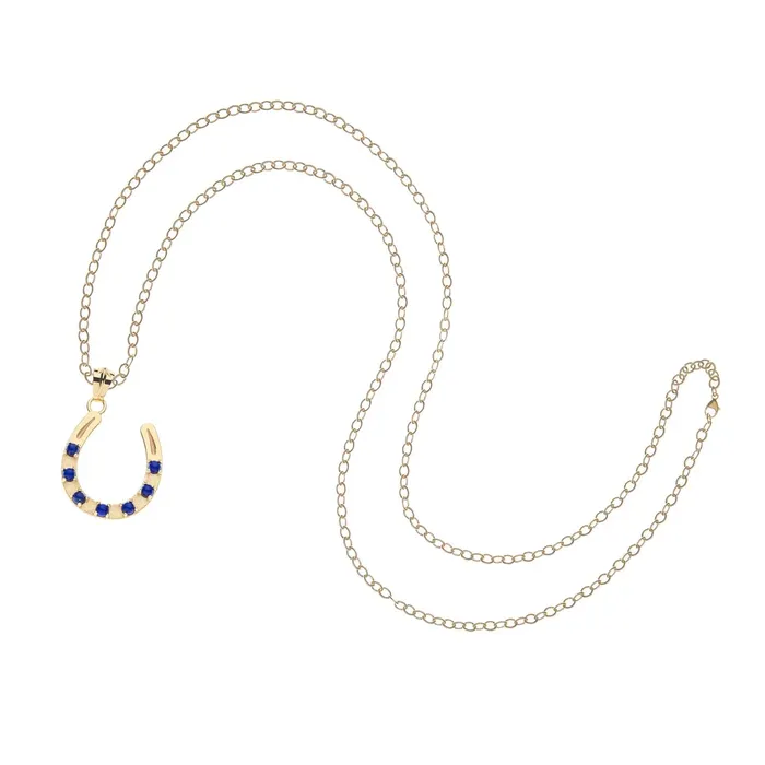 LUCKY Seven Stone Horseshoe Pendant in Lapis Jane Win Necklaces