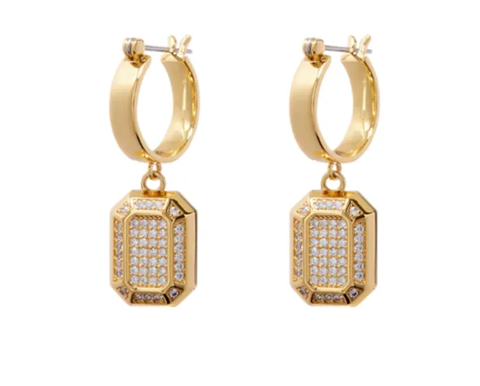 LUV AJ Earrings Faceted Diamond Statement Hoops