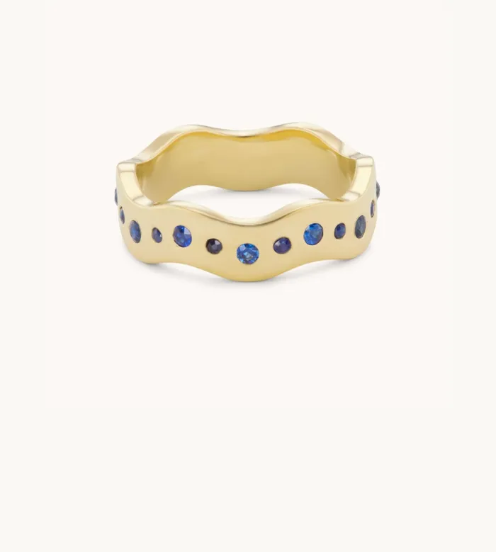 Marlo Laz Blue Sapphire Wave Band V Rings