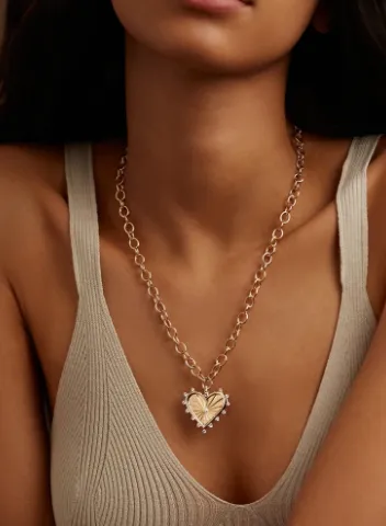 Marlo Laz Charm Necklaces Spiked Heart Charm