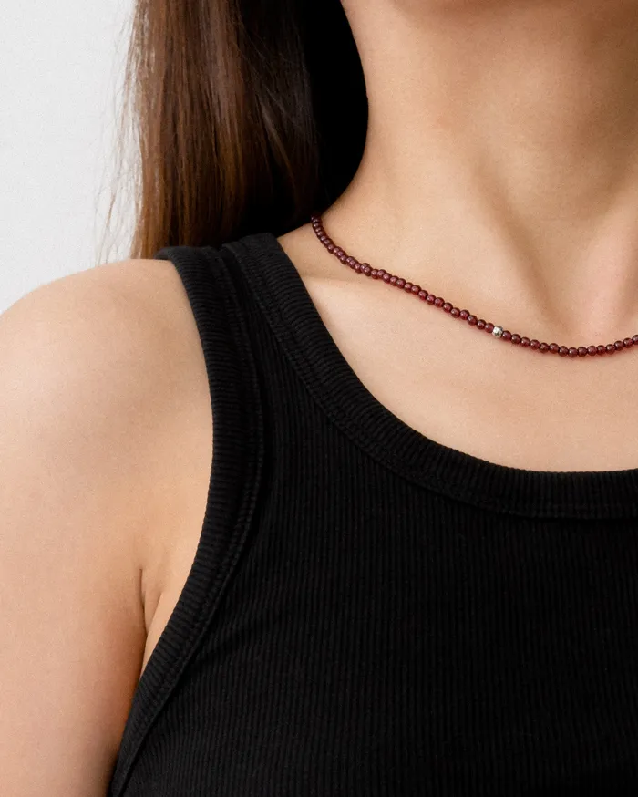 Marro Petite Garnet Beaded Necklace CUN Necklaces