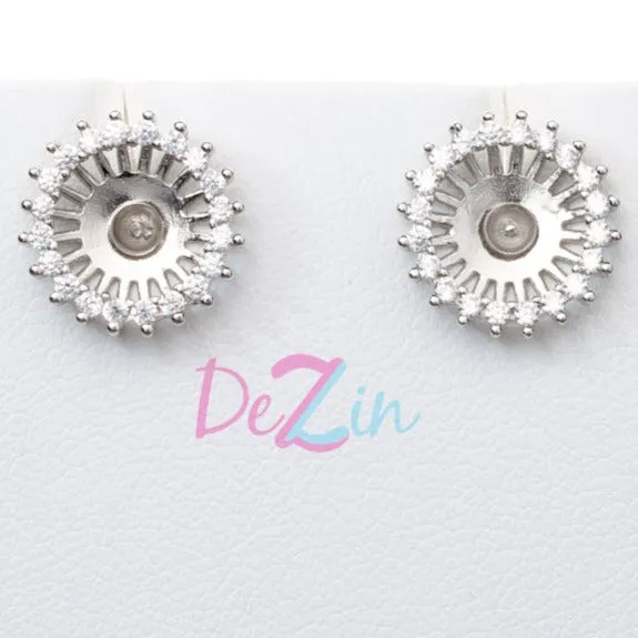 MEST007 Earrings DIY Mount Earrings 925 Sterling Silver Rhinestone Halo Sunflower