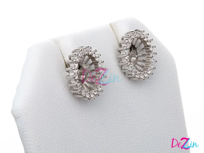 MEST007 Earrings DIY Mount Earrings 925 Sterling Silver Rhinestone Halo Sunflower MEST007 Earrings DIY Mount Earrings 925 Sterling Silver Rhinestone Halo Sunflower