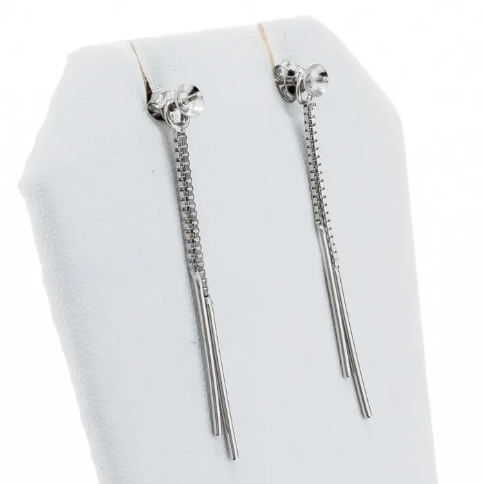 MEST017 Earrings DIY Mount Earrings 925 Sterling Silver Chain Dangle