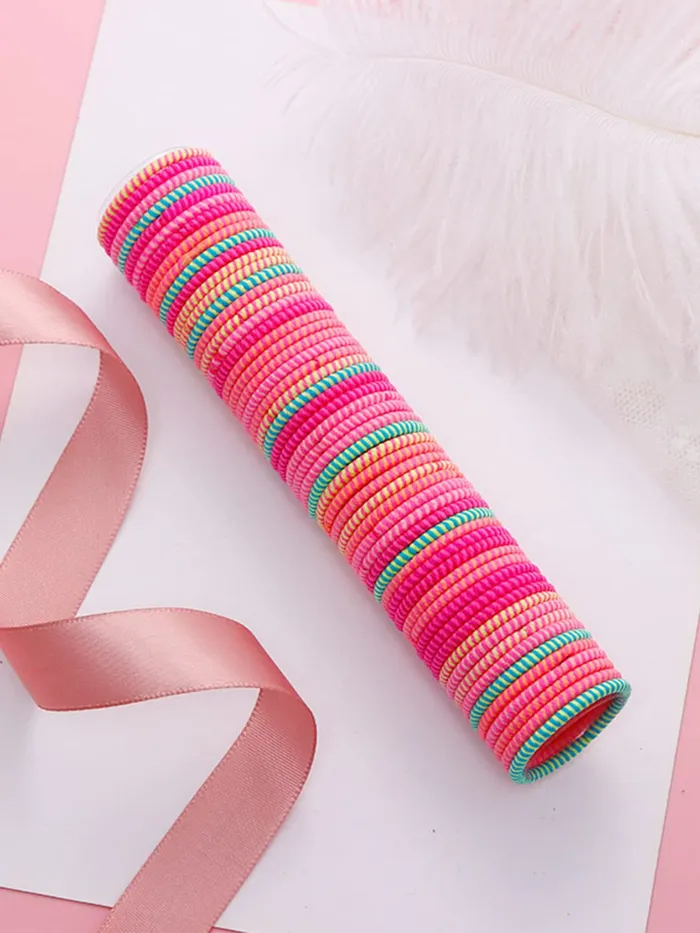 Melbees by Yellow Chimes Hair Rubber Bands for Girls Kids Hair Accessories for Girls Set of 100 Pcs Rubberbands Multicolor Soft Stretchy Small Ponytail Holders for Girls Kids Teens Toddlers Yellow Chimes Rings