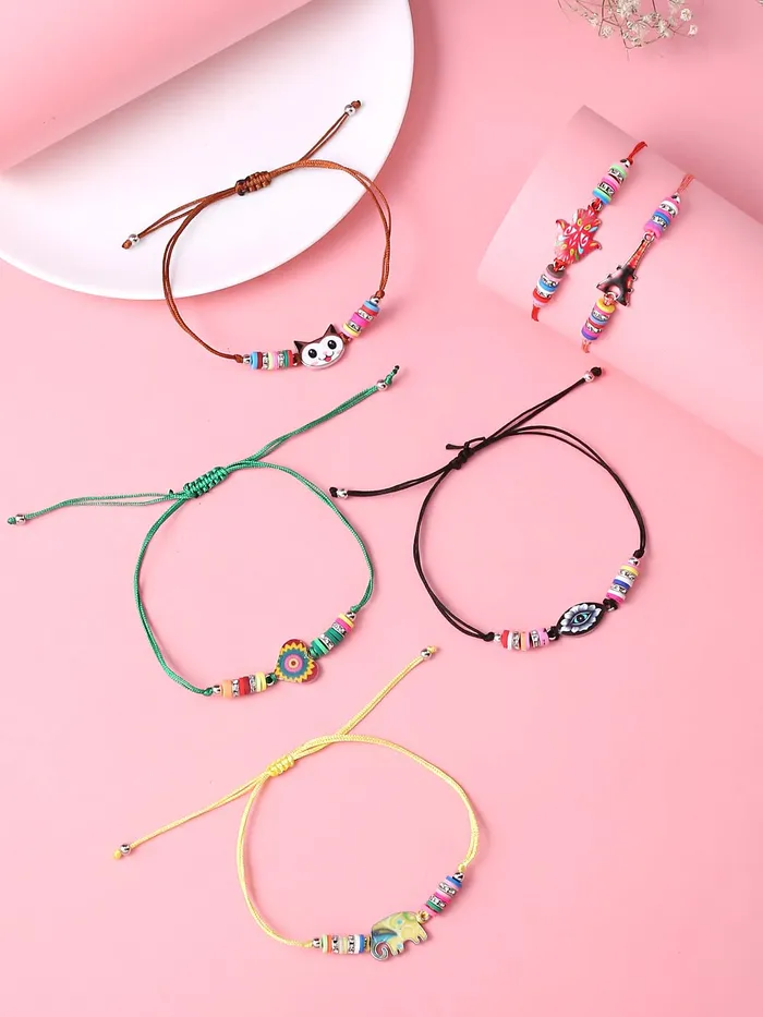 Melbees by Yellow Chimes Melbees by Yellow Chimes Bracelet for Girls Kids Combo of 6 Pcs Kids Jewelry for Girls Bracelets Gift Set for Kids Girls Rings