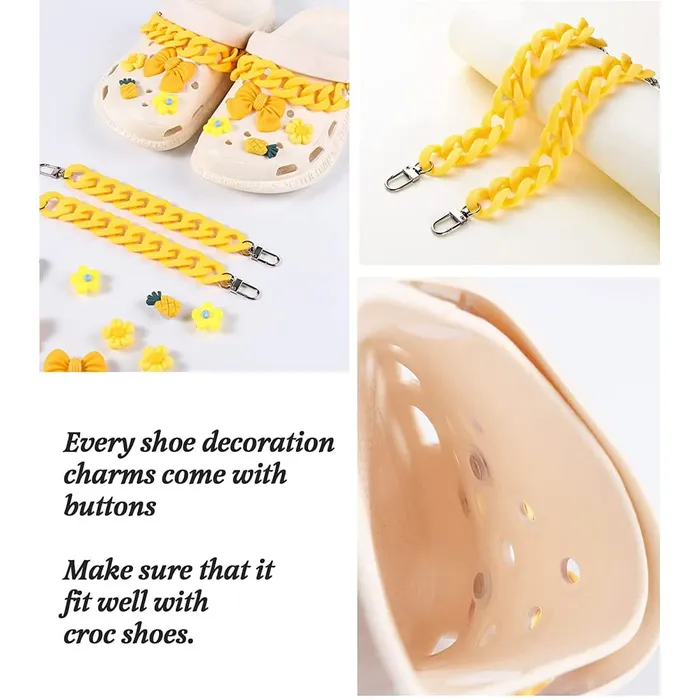 Melbees by Yellow Chimes Melbees by Yellow Chimes Shoe Chains for Kids Girls Teens Shoe Accessories Product Design Yellow Shoe Decoration Charms Shoe Chains for Unisex Shoe Chain Charms for CrocClogs Bracelets