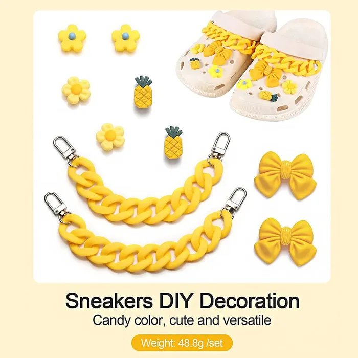 Melbees by Yellow Chimes Melbees by Yellow Chimes Shoe Chains for Kids Girls Teens Shoe Accessories Product Design Yellow Shoe Decoration Charms Shoe Chains for Unisex Shoe Chain Charms for CrocClogs Bracelets
