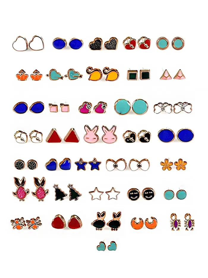 Melbees by Yellow Chimes Stud Earrings for Women Combo of 36 Pairs Crystal Pearl Multicolour Gold Plated Studs Earrings Set for Women and Girls Yellow Chimes Necklaces Melbees by Yellow Chimes Stud Earrings for Women Combo of 36 Pairs Crystal Pearl Multicolour Gold Plated Studs Earrings Set for Women and Girls Yellow Chimes Necklaces