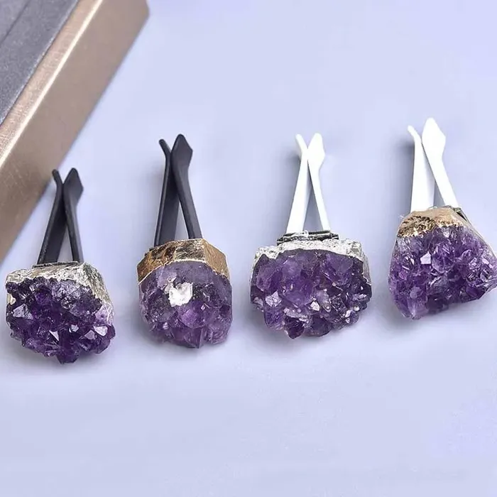 Metamorphidi Necklaces Natural Amethyst Cluster Car Air Conditioner Outlet Clip
