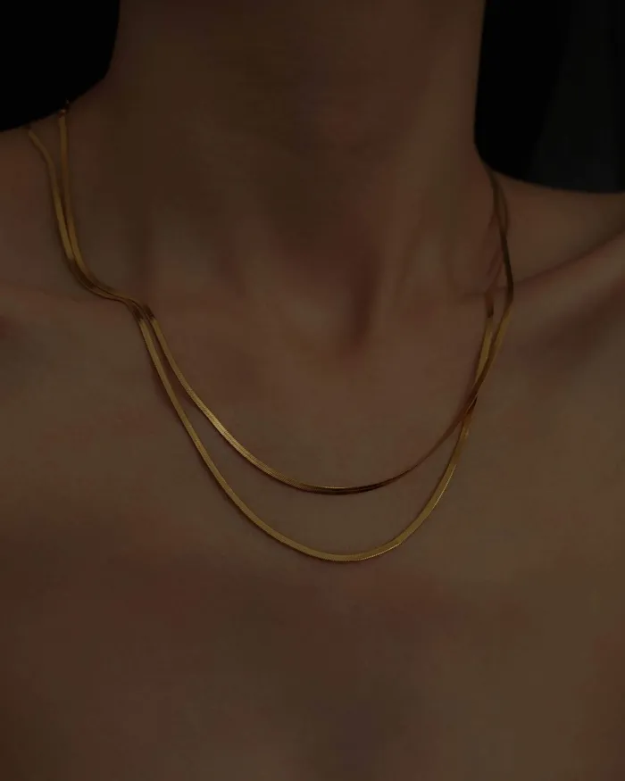 Mini Louella Herringbone Chain Choker MYJN Rings
