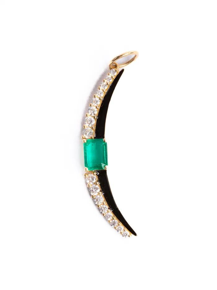 Monarch Market Necklaces Diamond Enamel Moon