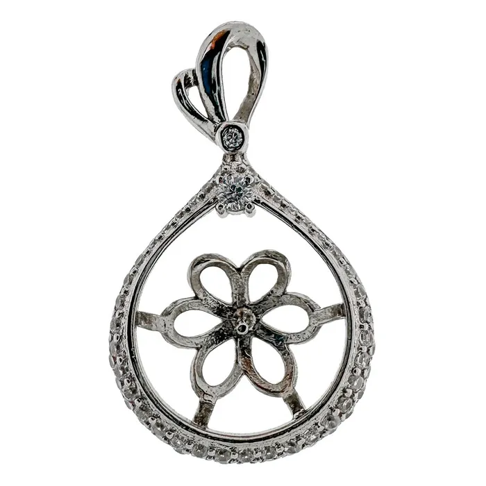 MPST055 Necklaces DIY Mount Pendant 925 Sterling Silver Radiant Halo Fits Edison Pearls MPST055 Necklaces DIY Mount Pendant 925 Sterling Silver Radiant Halo Fits Edison Pearls