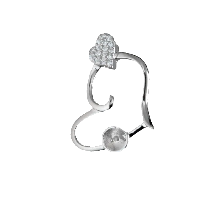 MPST080 DIY Mount Pendant 925 Sterling Silver Dual Rhinestone Heart Necklaces MPST080 DIY Mount Pendant 925 Sterling Silver Dual Rhinestone Heart Necklaces