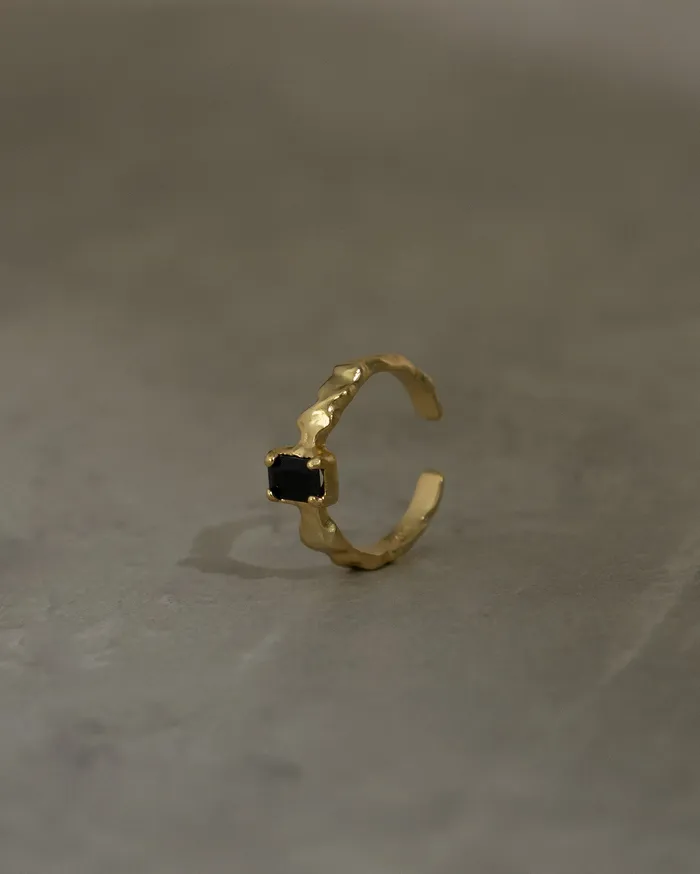 MYJN Rings Brie Black Baguette Diamond Ring