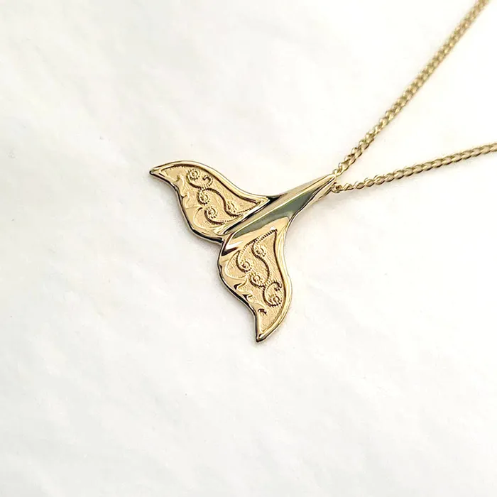 Necklaces 14k 18k gold womens whale tail pendant necklace 2 carre dor