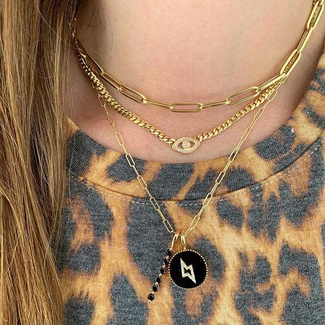 Necklaces Alev Pave Evil Eye Cuban Chain Necklace