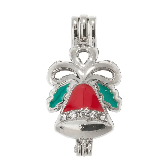 Necklaces Cage Pendant Silver Plated Christmas Bell Missile Toe CPSP262