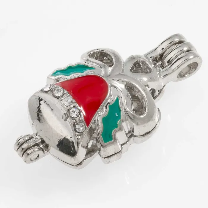 Necklaces Cage Pendant Silver Plated Christmas Bell Missile Toe CPSP262 Necklaces Cage Pendant Silver Plated Christmas Bell Missile Toe CPSP262