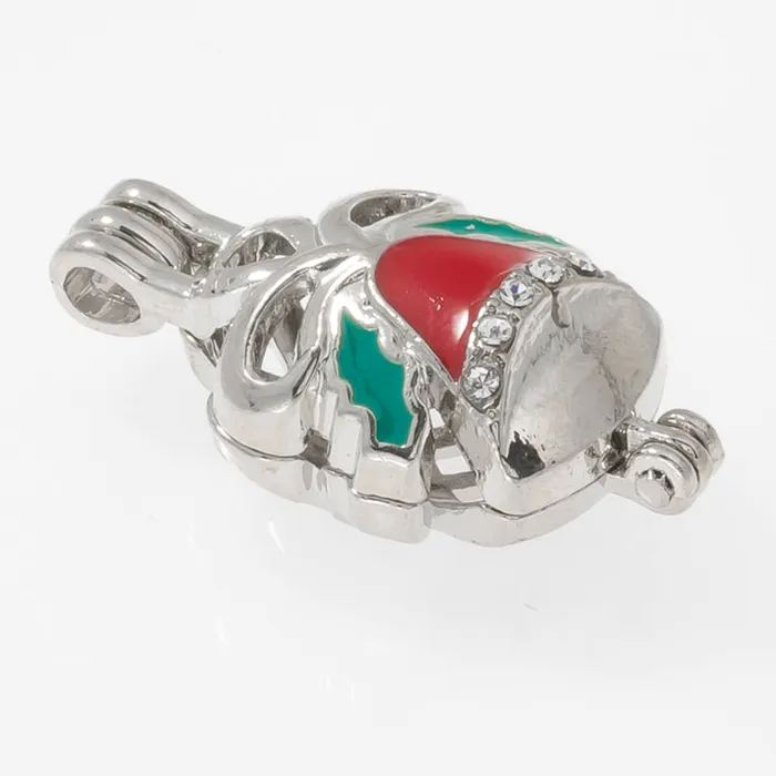 Necklaces Cage Pendant Silver Plated Christmas Bell Missile Toe CPSP262 Necklaces Cage Pendant Silver Plated Christmas Bell Missile Toe CPSP262
