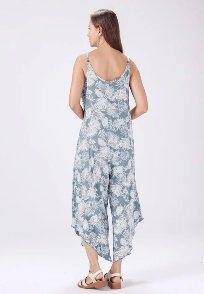 Necklaces Candlewick Gift Shop Light Teal Floral Leaf Jumpsuit One Size